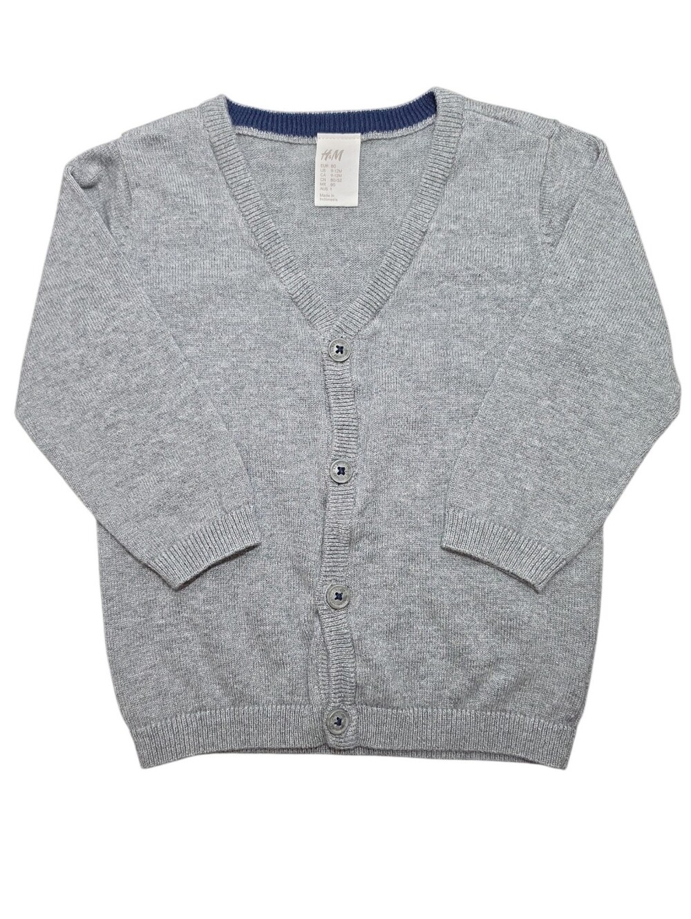 H&M Light Gray V-Neck Button Cardigan 9-12 Months